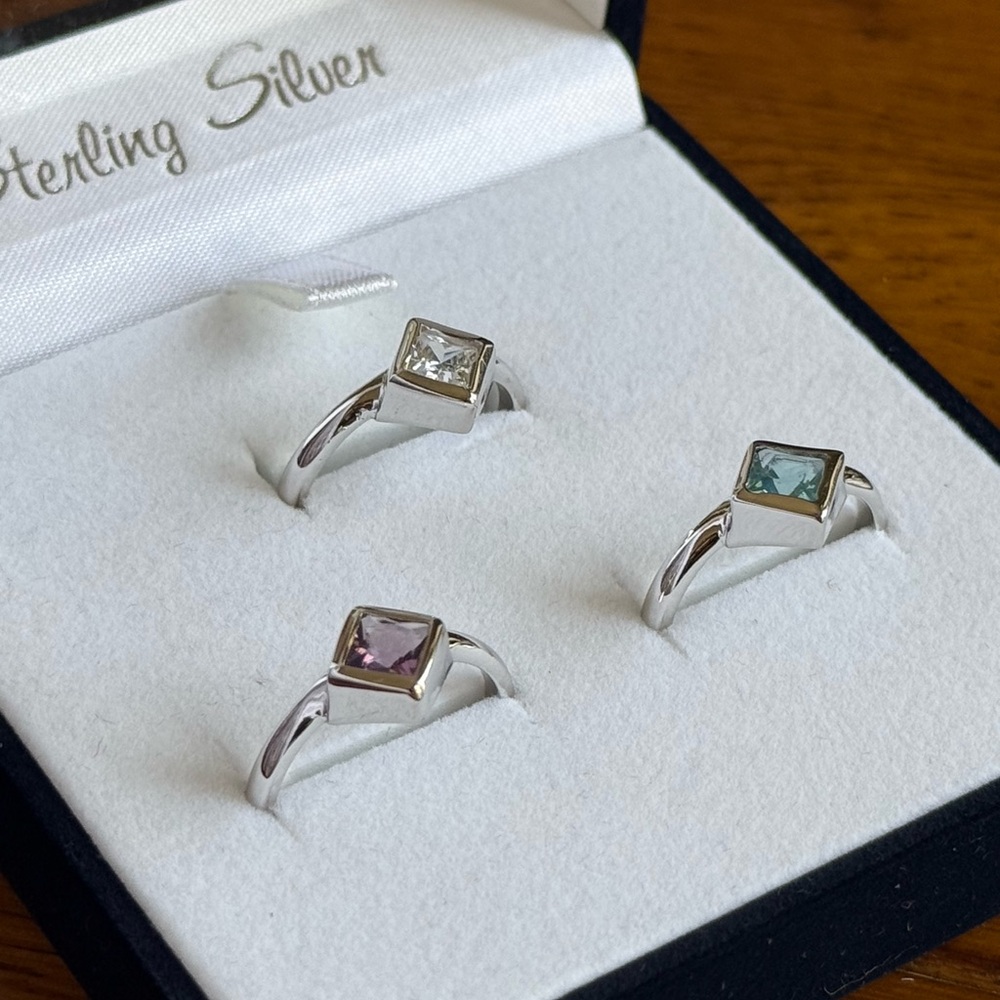 Vintage 925 Sterling Silver Trio Gemstone Ring Set